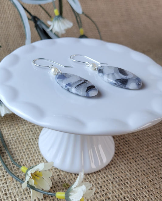 Granite Clay Earrings – Earthy Speckled Dangles, Natural Stone-Inspired Jewelry, Lightweight & Handmade, Gift for Her, Sterling Silver