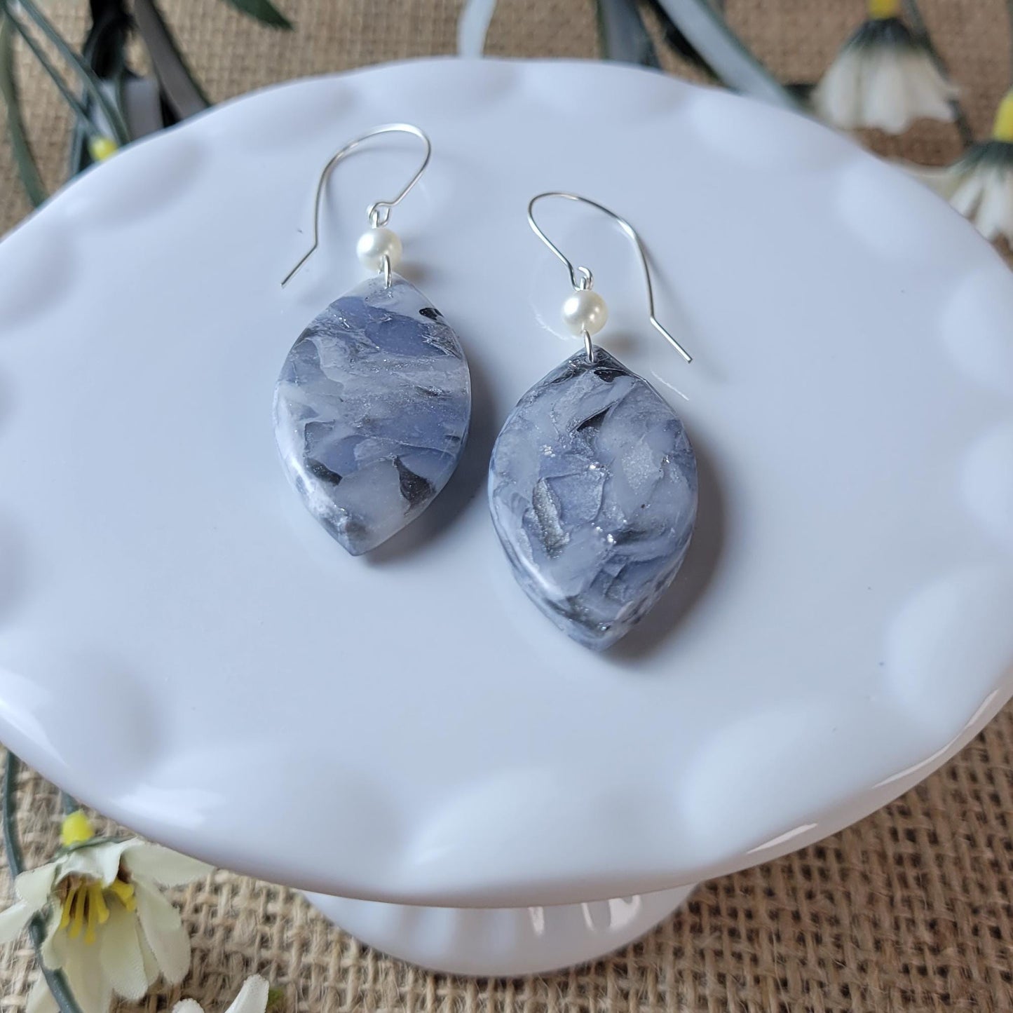 Granite Clay Earrings – Grounding Stone-Inspired Jewelry, Spiritual Gift for Her, Lightweight Dangle Earrings, Handmade with Earth Energy