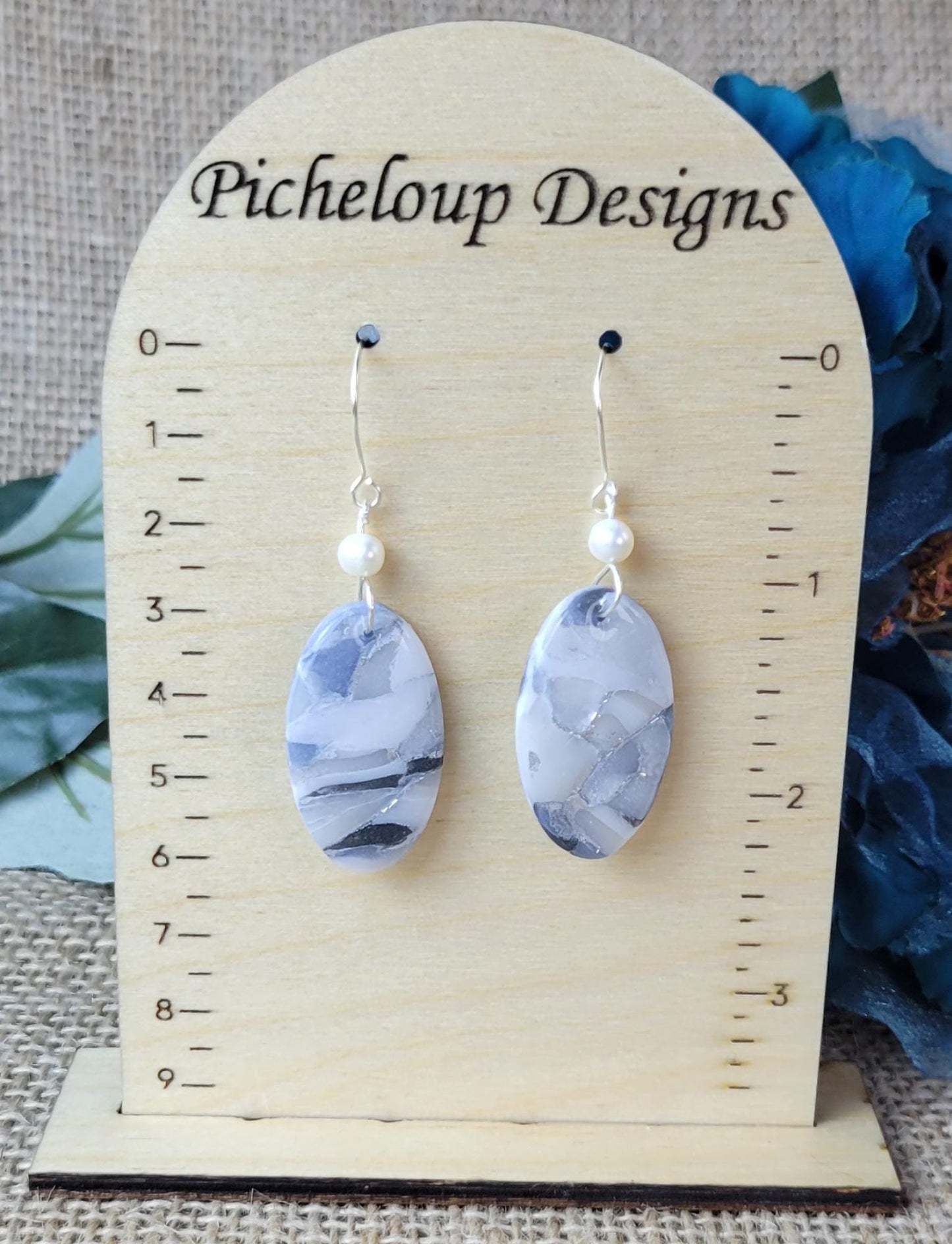 Granite Clay Earrings – Earthy Speckled Dangles, Natural Stone-Inspired Jewelry, Lightweight & Handmade, Gift for Her, Sterling Silver