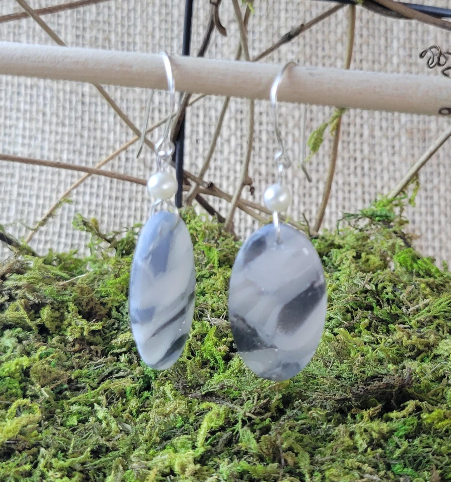 Granite Clay Earrings – Earthy Speckled Dangles, Natural Stone-Inspired Jewelry, Lightweight & Handmade, Gift for Her, Sterling Silver