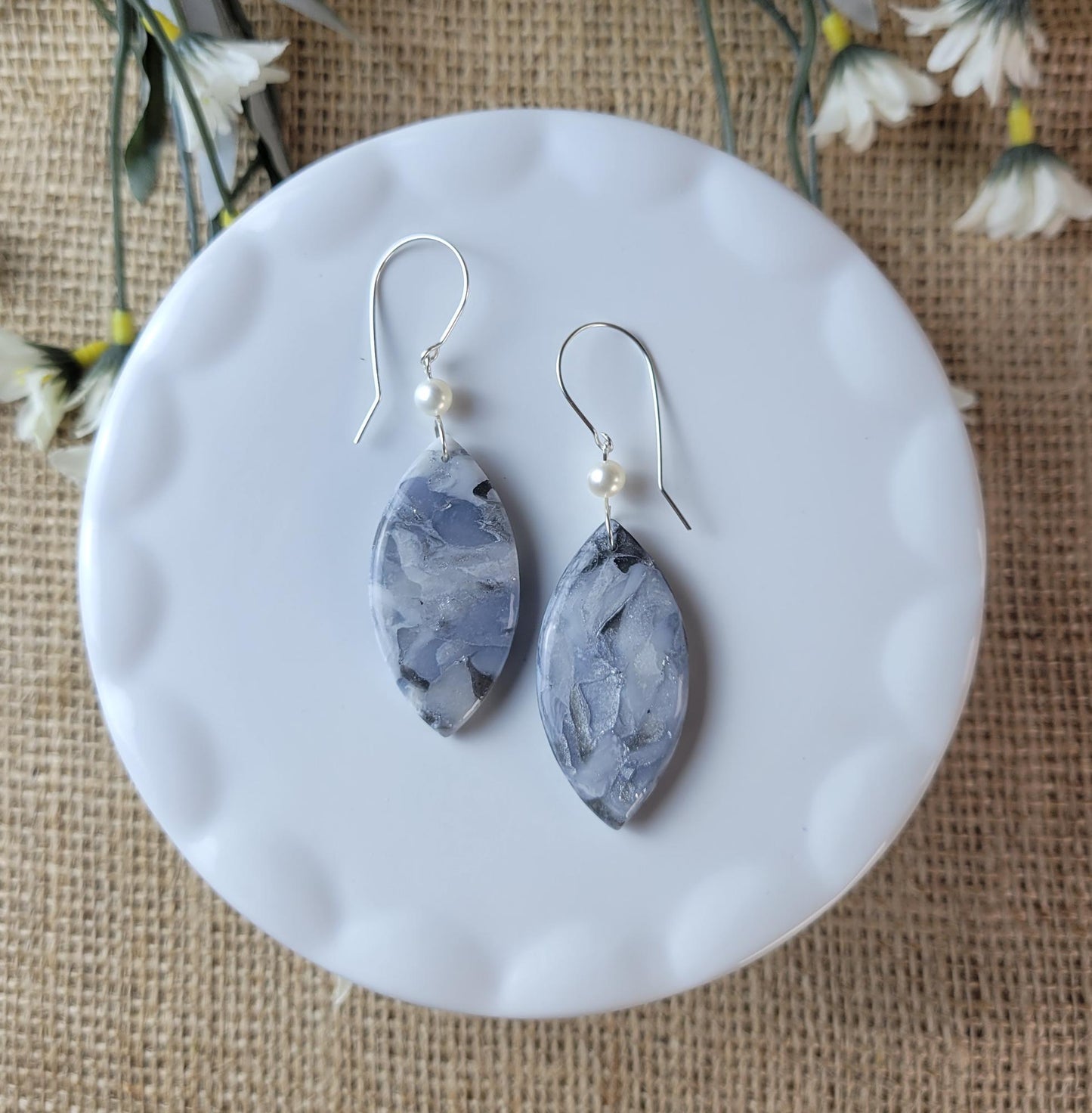 Granite Clay Earrings – Grounding Stone-Inspired Jewelry, Spiritual Gift for Her, Lightweight Dangle Earrings, Handmade with Earth Energy